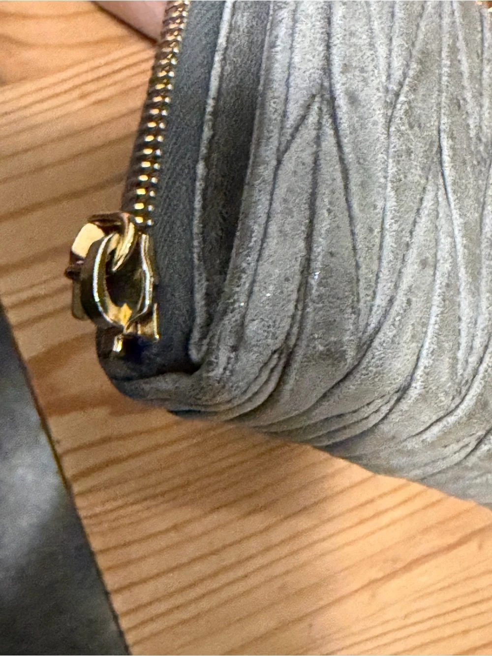 Authentic Miu Miu Matelassé Zip Around Wallet Marmo Grey w/ Receipt & Auth Card - Picture 6 of 14